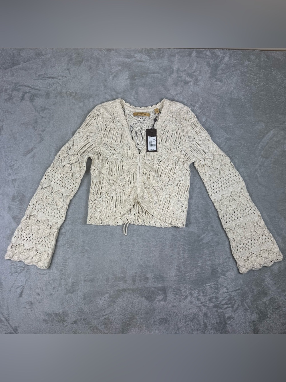 Shyanne womens ruched front bell sleeve sweater nwt sz s